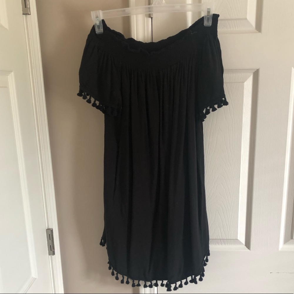 Black tassel trim coverup/dress